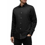 Bombažna srajca AllSaints Simmons moška, črna barva - črna. Srajca iz kolekcije AllSaints. Model izdelan iz bombažne tkanine. Ima klasičen, rahlo ojačan ovratnik.