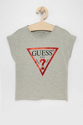 Otroški t-shirt Guess - siva. Otroški T-shirt iz kolekcije Guess. Model izdelan iz tanke
