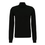 Volnen pulover HUGO moški, črna barva - črna. Pulover iz kolekcije HUGO. Model izdelan iz volnene pletenine. Deviška volna je lažja od klasične volne. Odlikujejo jo izjemna mehkoba, finost in trpežnost.