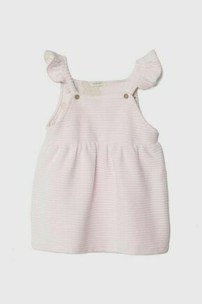 Obleka za dojenčka United Colors of Benetton roza barva - roza. Za dojenčke obleka iz kolekcije United Colors of Benetton. Model izdelan iz elastične pletenine. Model iz izjemno udobne tkanine z visoko vsebnostjo bombaža.