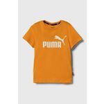 Otroška bombažna kratka majica Puma oranžna barva - oranžna. Otroške kratka majica iz kolekcije Puma. Model izdelan iz tanke, elastične pletenine.