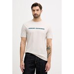 Bombažna kratka majica Armani Exchange moška, bež barva, XM001458 AF10364 - bež. Kratka majica iz kolekcije Armani Exchange, izdelana iz tanke, elastične pletenine. Model iz izjemno udobne bombažne tkanine.