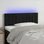 vidaXL LED posteljno vzglavje črno 100x5x78/88 cm žamet