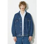 Jeans jakna A.P.C. blouson elvis moška, COGWD-H02913 - modra. Jakna iz kolekcije A.P.C. Nepodložen model, izdelan iz jeansa. Model iz izjemno udobne bombažne tkanine.