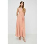 Obleka Twinset oranžna barva - oranžna. Obleka iz kolekcije Twinset. Model izdelan iz enobarvne tkanine. Model iz izjemno udobne, zračne tkanine.