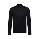 Volnen pulover BOSS moški, siva barva - črna. Pulover iz kolekcije BOSS. Model s puli ovratnikom, izdelan iz tanke, elastične pletenine. Izjemno udoben material.