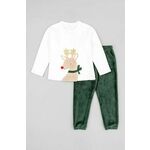 Otroška pižama zippy zelena barva - zelena. Otroški pižama iz kolekcije zippy. Model izdelan iz pletenine z nalepko.