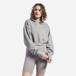 Bombažen pulover Reebok Classic Dye Cropped ženski, siva barva, s kapuco - siva. Pulover s kapuco iz kolekcije Reebok Classic. Model izdelan iz enobarvne pletenine.