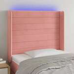 shumee LED posteljno vzglavje roza 83x16x118/128 cm žamet