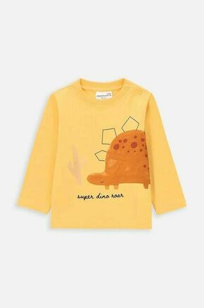 Majica z dolgimi rokavi za dojenčka Coccodrillo rumena barva - rumena. Majica z dolgimi rokavi za dojenčka iz kolekcije Coccodrillo. Model izdelan iz pletenine s potiskom.
