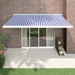 Zložljiva tenda modra in bela 4x3 m blago in aluminij - vidaXL - večbarvno - 45,68 - vidaXL