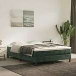 vidaXL Box spring postelja z vzmetnico temno zelena 140x200 cm žamet