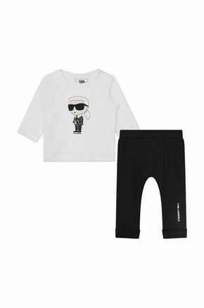 Otroški bombažni komplet Karl Lagerfeld bela barva - bela. Za dojenčke komplet iz kolekcije Karl Lagerfeld