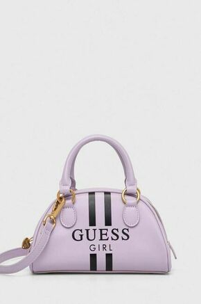 Otroška torbica Guess vijolična barva - vijolična. Otroški Majhna torbica iz kolekcije Guess. Model na zapenjanje