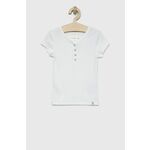 Otroška kratka majica Abercrombie &amp; Fitch bela barva - bela. Otroški kratka majica iz kolekcije Abercrombie &amp; Fitch. Model izdelan iz rebraste pletenine.