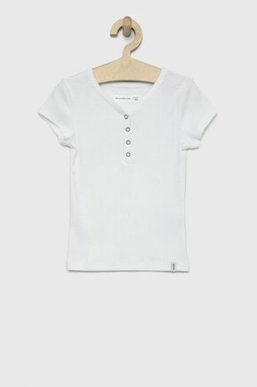 Otroška kratka majica Abercrombie &amp; Fitch bela barva - bela. Otroški kratka majica iz kolekcije Abercrombie &amp; Fitch. Model izdelan iz rebraste pletenine.