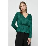 Majica Morgan ženska, zelena barva - zelena. Bluza iz kolekcije Morgan, izdelana iz enobarvne tkanine. Poliester zagotavlja visoko odpornost na mečkanje.
