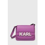 Torbica Karl Lagerfeld vijolična barva - vijolična. Majhna torbica iz kolekcije Karl Lagerfeld. Model na zapenjanje, izdelan iz kombinacije naravnega usnja in ekološkega usnja.