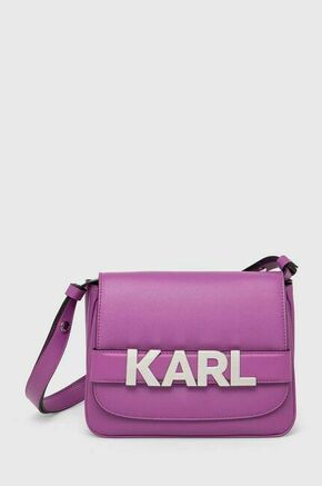 Torbica Karl Lagerfeld vijolična barva - vijolična. Majhna torbica iz kolekcije Karl Lagerfeld. Model na zapenjanje