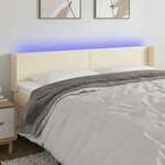 vidaXL LED posteljno vzglavje krem 183x16x78/88 cm umetno usnje