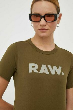 Bombažna kratka majica G-Star Raw zelena barva - zelena. Kratka majica iz kolekcije G-Star Raw. Model izdelan iz tanke