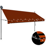 shumee Ročno zložljiva tenda z LED lučmi 350 cm oranžna in rjava