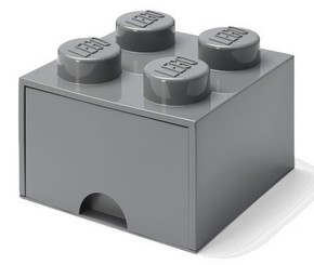 LEGO škatla za shranjevanje 4 - s predalom temno siva 250 x 250 x 180 mm