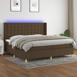 Box spring postelja z vzmetnico LED temno rjava 200x200cm blago - vidaXL - Rjava - 94,13 - 200 x 200 cm - vidaXL