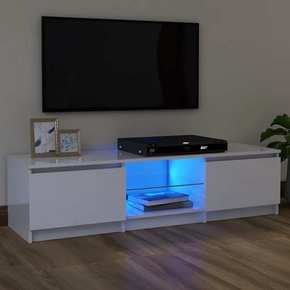VidaXL TV omarica z LED lučkami visok sijaj bela 120x30x35