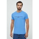 Bombažna kratka majica Tommy Hilfiger moški - modra. Kratka majica iz kolekcije Tommy Hilfiger, izdelana iz tanke, elastične pletenine. Model iz tkanine, ki je izjemno prijetna na otip.