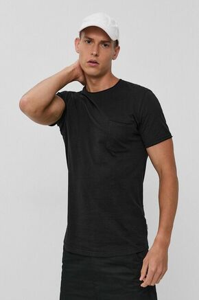 Bombažen t-shirt !SOLID črna barva - črna. T-shirt iz kolekcije !SOLID. Model izdelan iz tanke