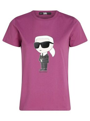 Bombažna kratka majica Karl Lagerfeld bela barva - vijolična. Kratka majica iz kolekcije Karl Lagerfeld