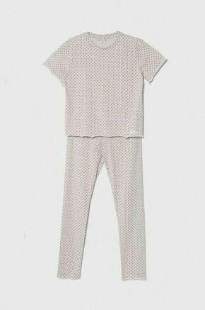 Otroška pižama Tommy Hilfiger bež barva - bež. Pižama iz kolekcije Tommy Hilfiger. Model izdelan iz vzorčaste pletenine. Izjemno udobna tkanina z visoko vsebnostjo bombaža.