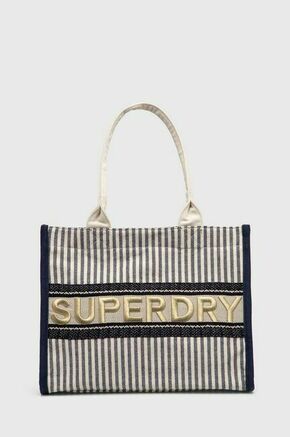 Torbica Superdry mornarsko modra barva - mornarsko modra. Velika nakupovalna torbica iz kolekcije Superdry. Model brez zapenjanja
