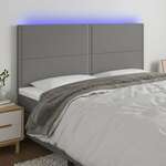 Vidaxl LED posteljno vzglavje temno sivo 200x5x118/128 cm blago