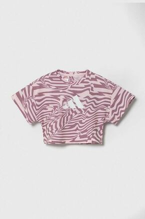 Kratka majica adidas roza barva - roza. Otroške kratka majica iz kolekcije adidas. Model izdelan iz vzorčaste pletenine. Zelo elastičen material zagotavlja popolno svobodo gibanja.