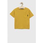 Otroška bombažna kratka majica Sisley rumena barva - rumena. Otroške lahkotna kratka majica iz kolekcije Sisley, izdelana iz pletenine, prijetne na optip. Model iz izjemno udobne bombažne tkanine.
