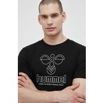 Bombažna kratka majica Hummel črna barva - črna. Kratka majica iz kolekcije Hummel, izdelana iz tanke, elastične pletenine. Model iz izjemno udobne, zračne tkanine.