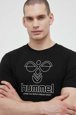 Bombažna kratka majica Hummel črna barva - črna. Kratka majica iz kolekcije Hummel