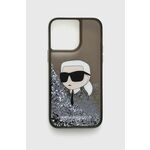 Etui za telefon Karl Lagerfeld iPhone 14 Pro Max 6,7" črna barva - črna. Etui za IPhone iz kolekcije Karl Lagerfeld. Model izdelan iz vzorčastega materiala.