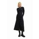 Obleka Desigual 23WWVWA0 WOMAN WOVEN DRESS LONG SLEEVE črna barva - črna. Obleka iz kolekcije Desigual. Oprijet model, izdelan iz enobarvnega materiala.