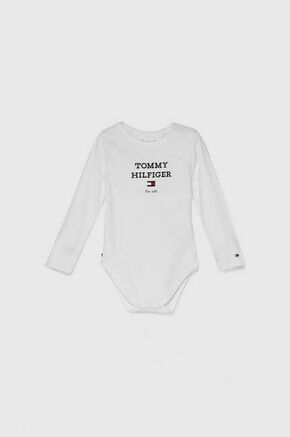 Otroški body Tommy Hilfiger - bela. Body za dojenčka iz kolekcije Tommy Hilfiger. Model izdelan iz udobne pletenine. Nežen material