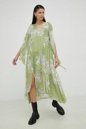 Obleka AllSaints zelena barva - zelena. Lahkotna obleka iz kolekcije AllSaints. Ohlapen model izdelan iz tkanine.