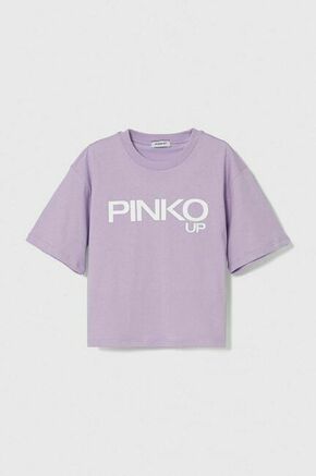 Otroška bombažna kratka majica Pinko Up vijolična barva - vijolična. Otroške kratka majica iz kolekcije Pinko Up. Model izdelan iz pletenine. Model iz izjemno udobne bombažne tkanine.