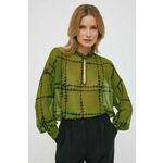 Majica Sisley ženska, zelena barva - zelena. Bluza iz kolekcije Sisley, izdelana iz lahke tkanine. Model iz izjemno udobne, zračne tkanine.