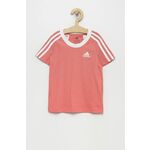 Otroški bombažen t-shirt adidas Performance roza barva - roza. Otroški Kratka majica iz kolekcije adidas Performance. Model izdelan iz enobarvne pletenine.