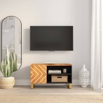 vidaXL TV omarica rjava in črna 80x31,5x46 cm trden mangov les