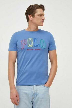 Bombažna kratka majica Polo Ralph Lauren moški - modra. Kratka majica iz kolekcije Polo Ralph Lauren