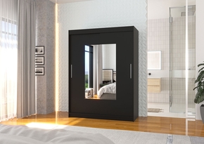 Garderobna omara z drsnimi vrati Dorrigo (150 cm)-Črna