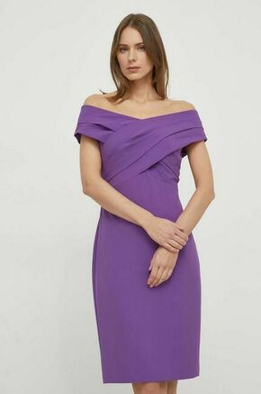 Obleka Lauren Ralph Lauren vijolična barva - vijolična. Obleka iz kolekcije Lauren Ralph Lauren. Model izdelan iz enobarvne pletenine. Zaradi vsebnosti poliestra je tkanina bolj odporna na gubanje.